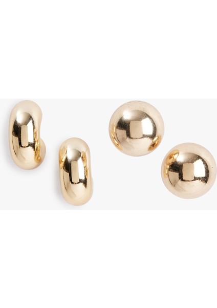 Arkalık Detaylı Geometrik 2'li Küpe Seti