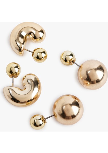 Arkalık Detaylı Geometrik 2'li Küpe Seti fiyatları