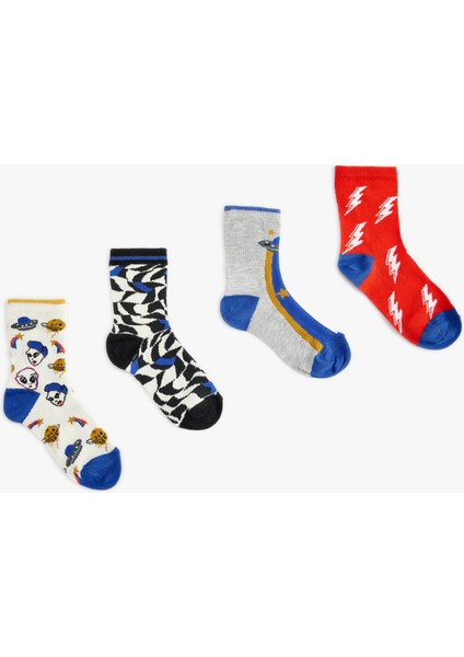 4'lü Çorap Seti Baskılı Çok Renkli fiyatları