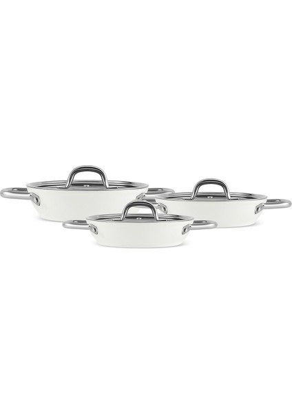 x Refika Birgül Crystal Creamy Metal 6 Parça Sahan Set Krem