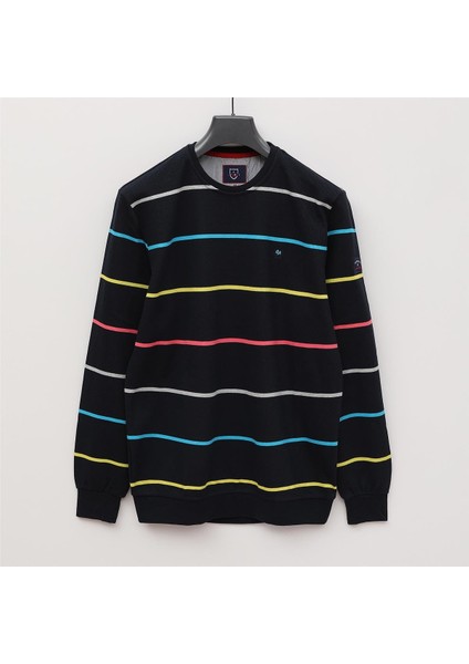 Erkek Uzun Kol Ince Bisiklet Yaka Sweatshirt - CZT-178 - Lacivert