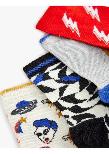 4'lü Çorap Seti Baskılı Çok Renkli modelleri
