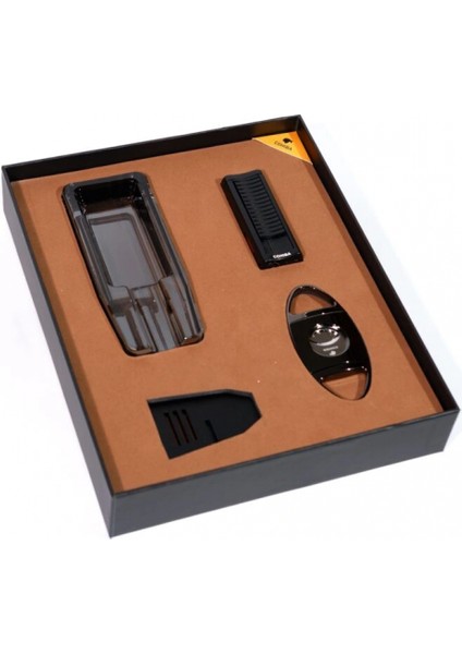 Çakmak Kesici Küllük Sehpa Dörtlü Siyah Puro Seti CST0270 fiyatları