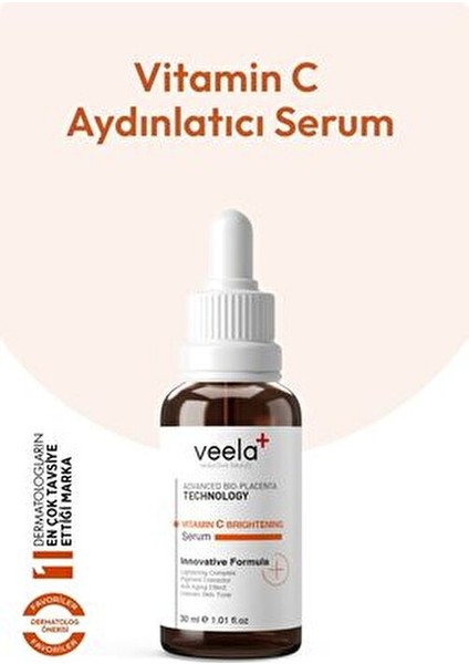 Cilt Serumu Aydınlatıcı Yaşlanma Karşıtı Leke Önleyici 30 ml C Vitamini İçerir