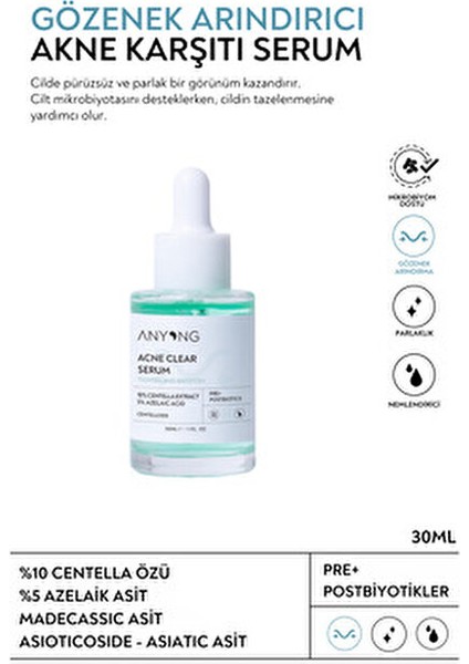 Akne Karşıtı Serum Centella Asiatica İçeren 30 ml Akneli Ciltler İçin Etkili modelleri