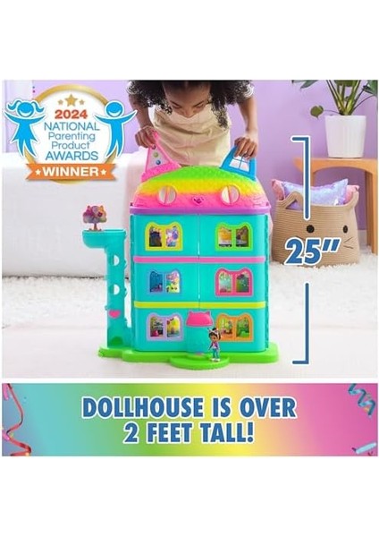 Dollhouse, 15 Parça Purrfect Party Oyuncak Bebek Evi Oyun Seti, Gökkuşağı Görünümlü, 60 Cm&apos;den Büyük, Gabby Figürlü, Mobilya ve Ses Efektli, 3 Yaş ve Üzeri modelleri
