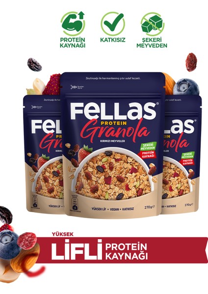 Protein Granola -Kırmızı Meyveler 270g x 3