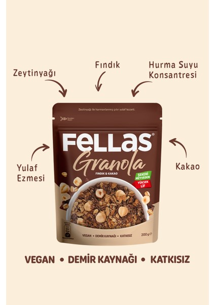 Granola - Fındık & Kakao 200g - 3'lü Paket fiyatları