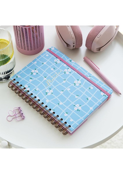 Spiralli Süresiz Renkli Planlayıcı Ajanda Motivasyon Sayfalı Mavi