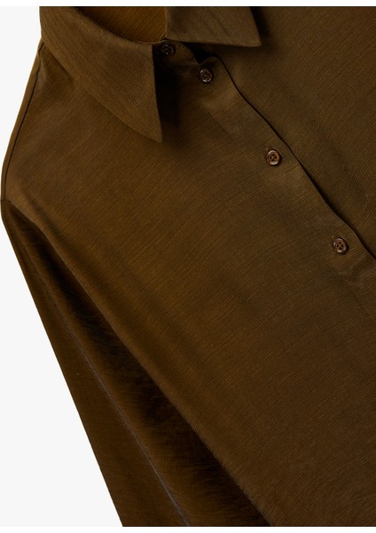 Uzun Kollu Düğmeli Viskon Saten Görünümlü Gömlek modelleri