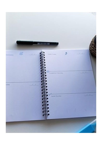 Spiralli Süresiz Haftalık Planlayıcı Ajanda Seti (Mavi) modelleri