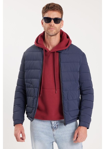 Erkek Regular Fit Klasik Kesim Dik Yaka Çift Cepli Sıcak Tutan Lacivert Şişme Mont fiyatları