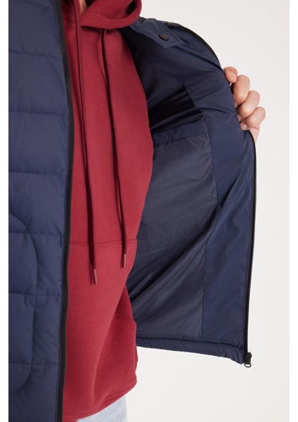 Erkek Regular Fit Klasik Kesim Dik Yaka Çift Cepli Sıcak Tutan Lacivert Şişme Mont modelleri