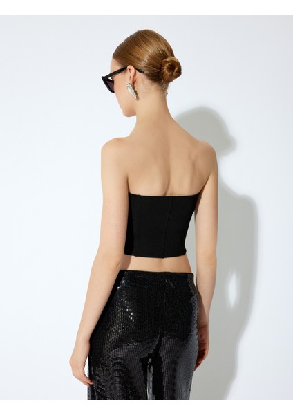 Slim Fit Asimetrik Straplez Crop Top fırsatları