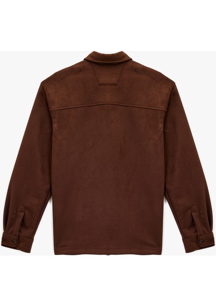 Regular Fit Uzun Kollu Cep Detaylı Klasik Yaka Suni Süet Gömlek fiyatları