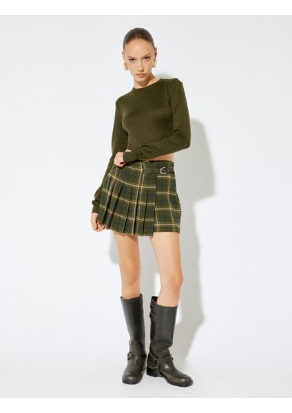 Bisiklet Yaka Rahat Kalıp Uzun Kollu Crop Body