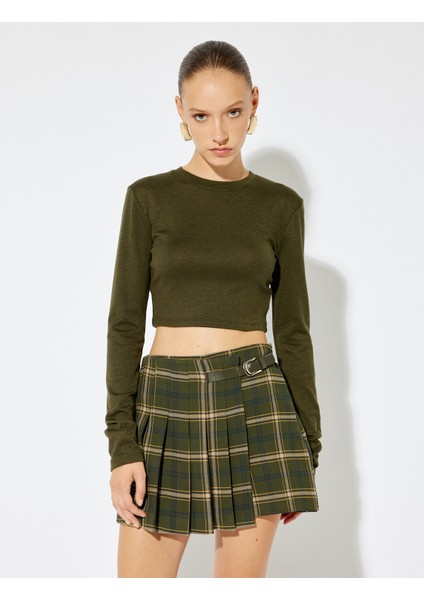 Bisiklet Yaka Rahat Kalıp Uzun Kollu Crop Body modelleri