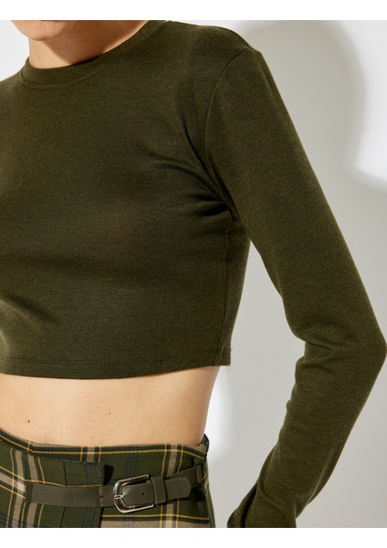 Bisiklet Yaka Rahat Kalıp Uzun Kollu Crop Body indirimleri