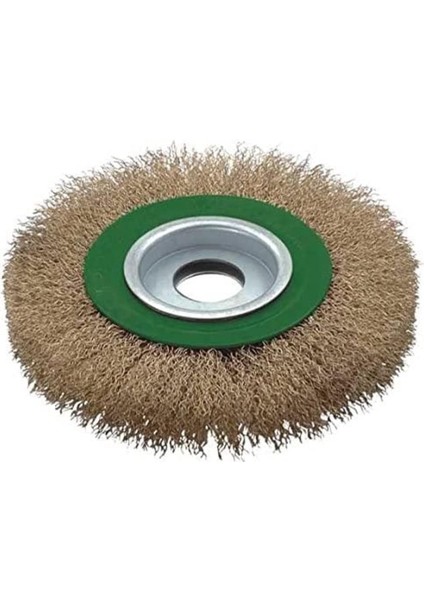 T 27704/125 Saçaklı Daire Fırça, Yeşil/gri/prinç, 125 mm