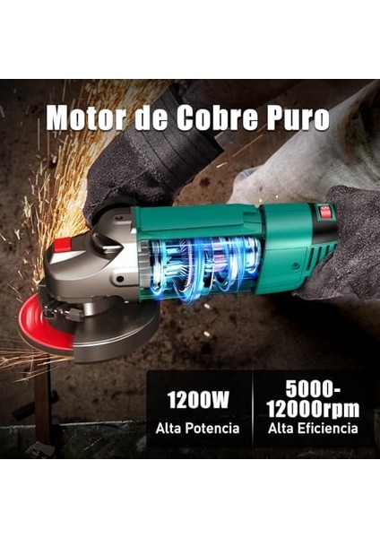 Avuç Taşlama 1200 W, 6 Hız ile 3000-10000 Rpm, Taşlama Parlatma Için Mükemmel, 2 x 125 mm Zımpara Diski, 1 Yan Sap, 1 x Kapak, 1 Anahtar modelleri