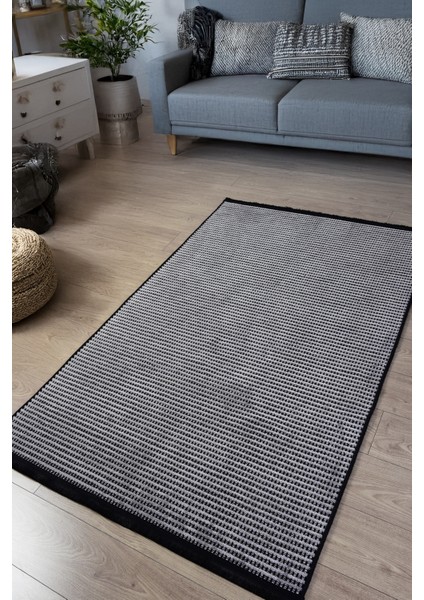 Gri Siyah Şönil Kilim Halı – Hasır Dokulu, Yıkanabilir, Kaymaz Taban, Salon, Oturma ve Çocuk Odası Yolluk fiyatları