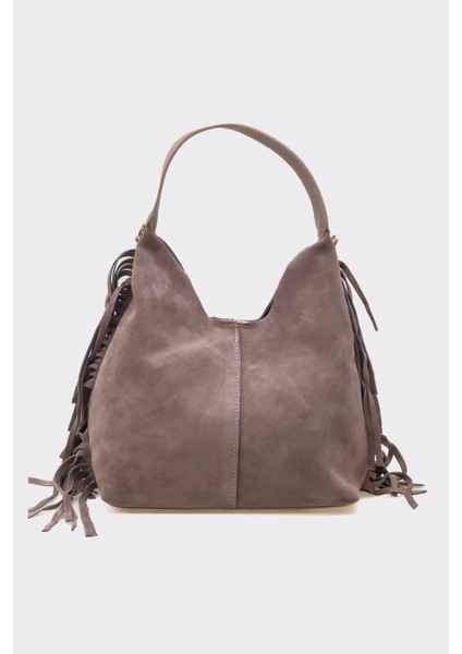 SÇ487 Vizon Süet Hakiki Deri Kol Kadın Çanta