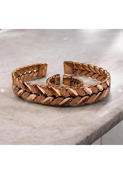 Bakır Bileklik- Yüzük Set