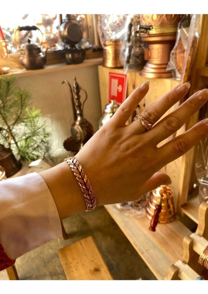 Bakır Bileklik- Yüzük Set