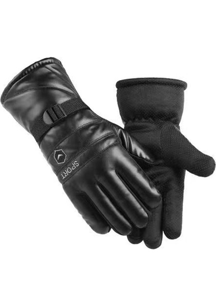 Bisiklet Eldiveni, Kışlık Yetişkin Isıtmalı, Kadın ve Erkekler Için Yünlü, Kalın Deri, Dokunmatik Ekran Uyumlu Elektrikli Bisiklet ve Motosiklet Kullanımı Için Geçirmez (Yurt Dışından)