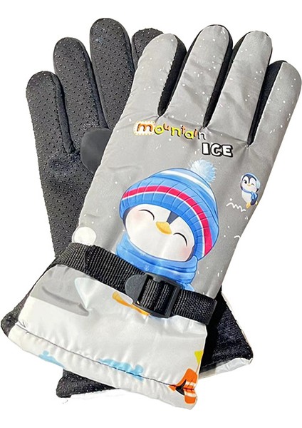 Kışlık Çocuk Kayak Eldiveni Erkek Kız Öğrenci Kadife Ekstra Kalın Geçirmez Isıtmalı Kar Oyunları Için Soğuktan Koruyan Eldiven (Yurt Dışından)
