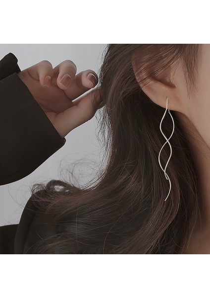 Dalgalı Zarif Küpe Kadın Hafif Lüks, Yüksek Ka, Şık ve Zarif Niche Tarzda Küpeler (Yurt Dışından)