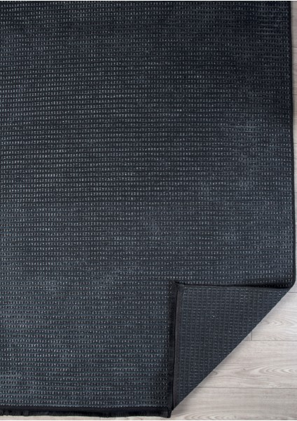 Antrasit Siyah Şönil Kilim Halı – Hasır Dokulu, Yıkanabilir, Kaymaz Taban, Salon, Oturma ve Çocuk Odası Yolluk fırsatları