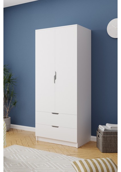 Lento 2 Kapaklı 1 Askılı 2 Çekmeceli Gardırop Beyaz modelleri