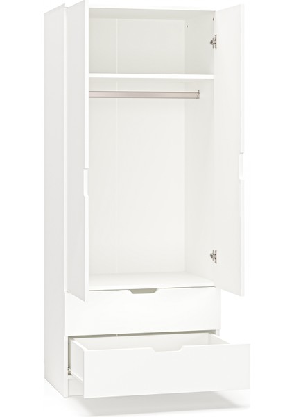 Lento 2 Kapaklı 1 Askılı 2 Çekmeceli Gardırop Beyaz