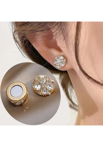 Yapay Elmaslı Mıknatıs Çekimli Küpe, Kadınlar Için Yaratıcı Tasarım, Kulak Deliği Gerekmeyen Moda Küpeler (Yurt Dışından)