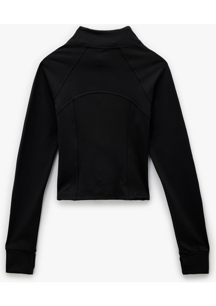 Slim Fit Uzun Kollu Fermuarlı Dik Yaka Spor Sweatshirt fiyatları