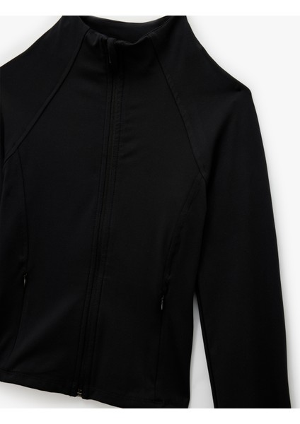 Slim Fit Uzun Kollu Fermuarlı Dik Yaka Spor Sweatshirt modelleri