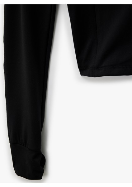 Slim Fit Uzun Kollu Fermuarlı Dik Yaka Spor Sweatshirt fırsatları