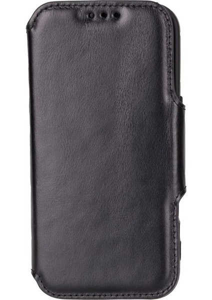 Buğz Apple iPhone 16 Pro Uyumlu, Hakiki Deri, El Yapımı, Cüzdanlı Kılıf, Parlak Siyah fırsatları