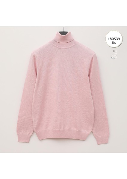 Erkek Şardonsuz Uzun Kol Ince Kazak - 180539 - Pembe