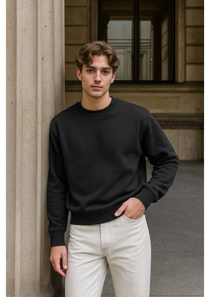 Erkek Bisiklet Yaka Düz Antrasit Sweatshirt indirimleri