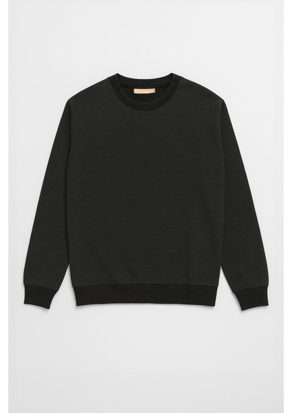 Erkek Bisiklet Yaka Düz Antrasit Sweatshirt