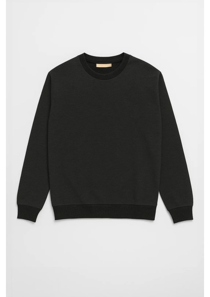 Erkek Bisiklet Yaka Düz Antrasit Sweatshirt