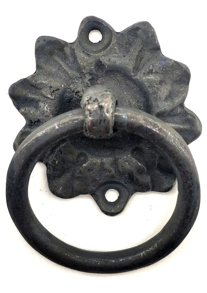 Buğz Antika Tarz Dekoratif Pirinç Çiçek Mobilya Kulbu, Kapı Kilit Halkası - 50MM, Oksit