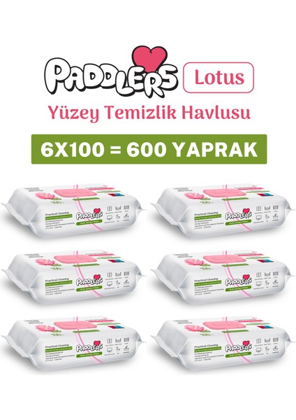 Easy Clean Lotus Çiçeği Yüzey Temizlik Havlusu 6X100 (600 Yaprak)