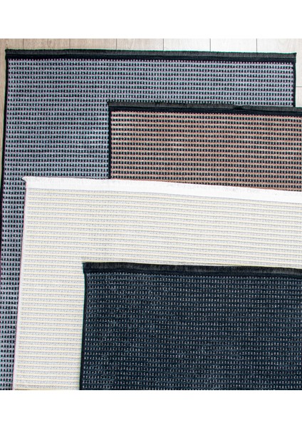 Bej Siyah Şönil Kilim Halı – Hasır Dokulu, Yıkanabilir, Kaymaz Taban, Salon, Oturma ve Çocuk Odası Yolluk