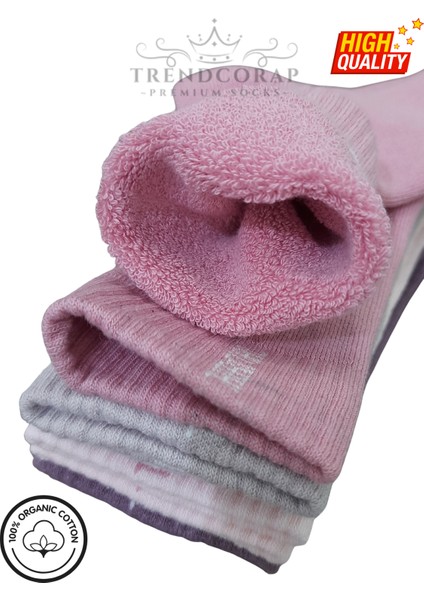 Kız Çocuk Kışlık Havlu Termal Çorap Seti 4’lü | %100 Pamuk | 3–12 Yaş | Renkli Soket Çoraplar