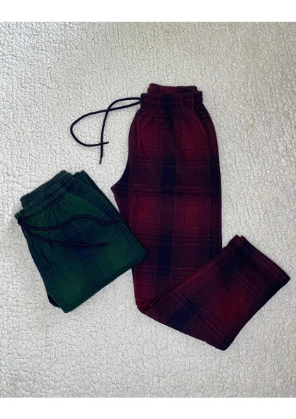 2 Adet Jakar Kümaş Kışlık Kadn Erkek Unisex Bordo & Yeşil Rengi Eşofman Pijama Altı fiyatları