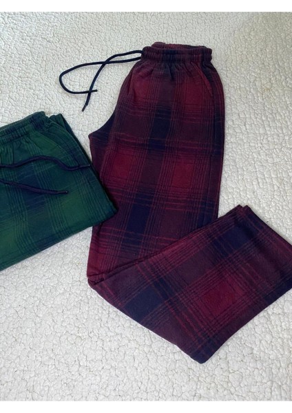 2 Adet Jakar Kümaş Kışlık Kadn Erkek Unisex Bordo & Yeşil Rengi Eşofman Pijama Altı modelleri