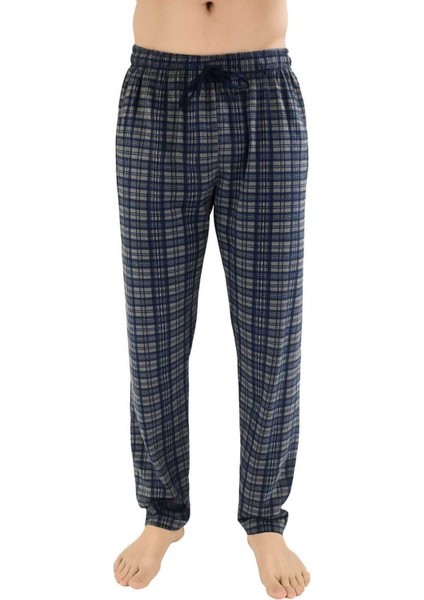 Erkek Pamuklu Ekose Yeşil & Antrasit 2'li Tek Alt Pijama - Mevsimlik Bay Unisex Pijama Altı modelleri